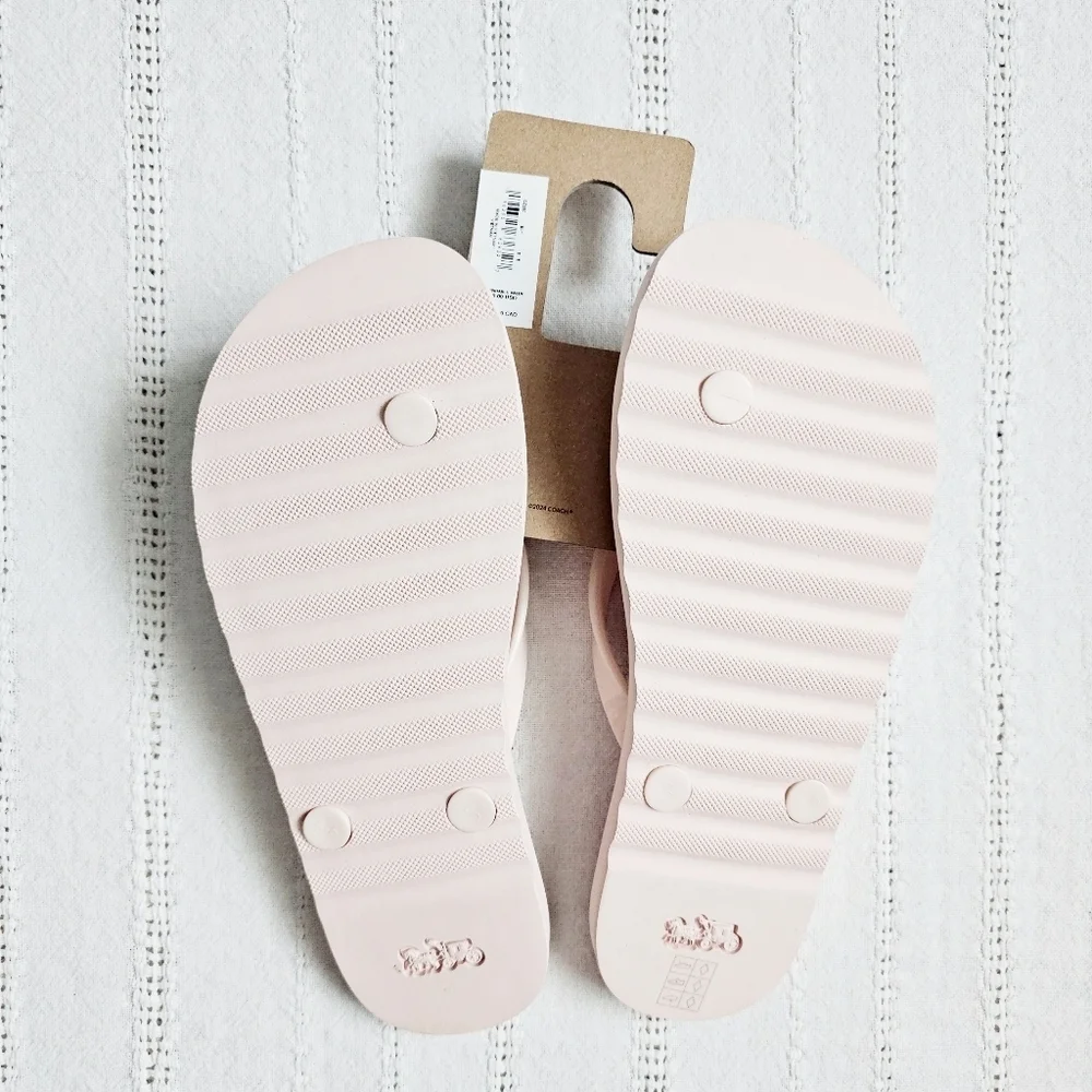 Coach Zayn Floral Print Blush Flip Flop Slip On Sandals Pink Flowers Size 6 NEW - Picture 6 of 11